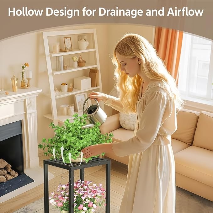 3 Tier Black Metal Plant Stand Indoor Outdoor Tall Flower Shelf Display Rack