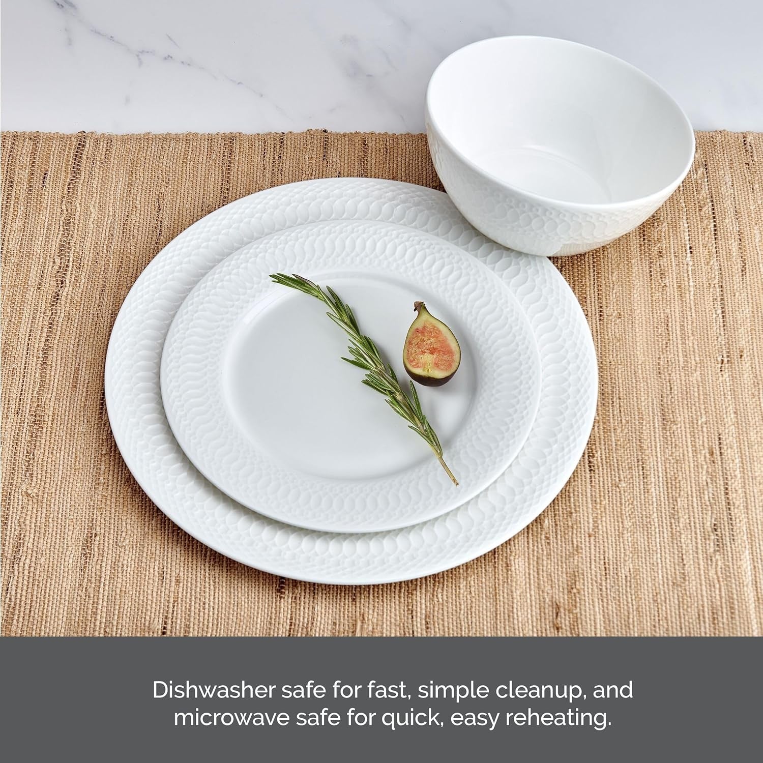 12 Piece Bone China Dinner Set Lightweight Chip Resistant Plates Bowls
