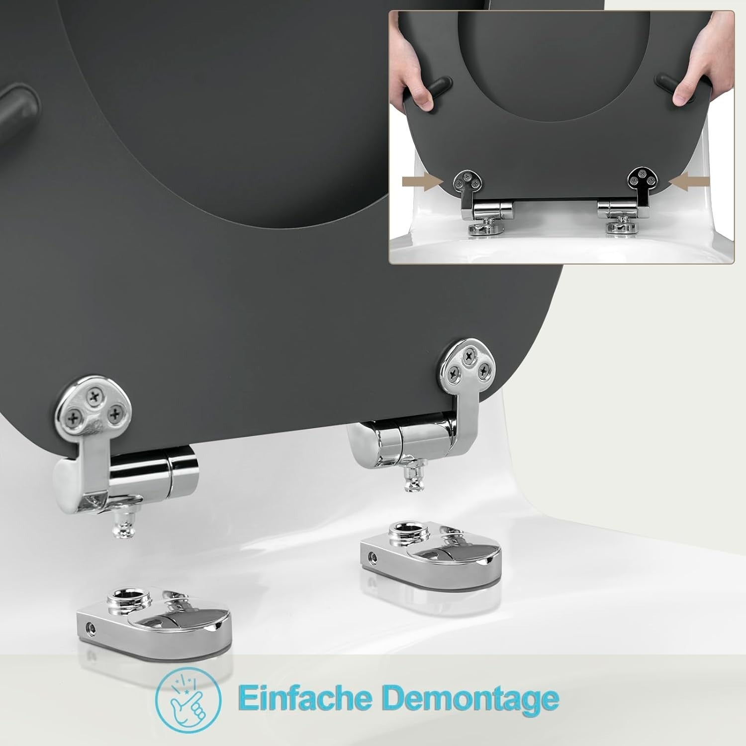 Soft Close O-Shape Toilet Seat MDF Anthracite Quick Release Heavy Duty