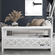 Modern Mirrored Coffee Table with Drawer – Space-Saving White Storage