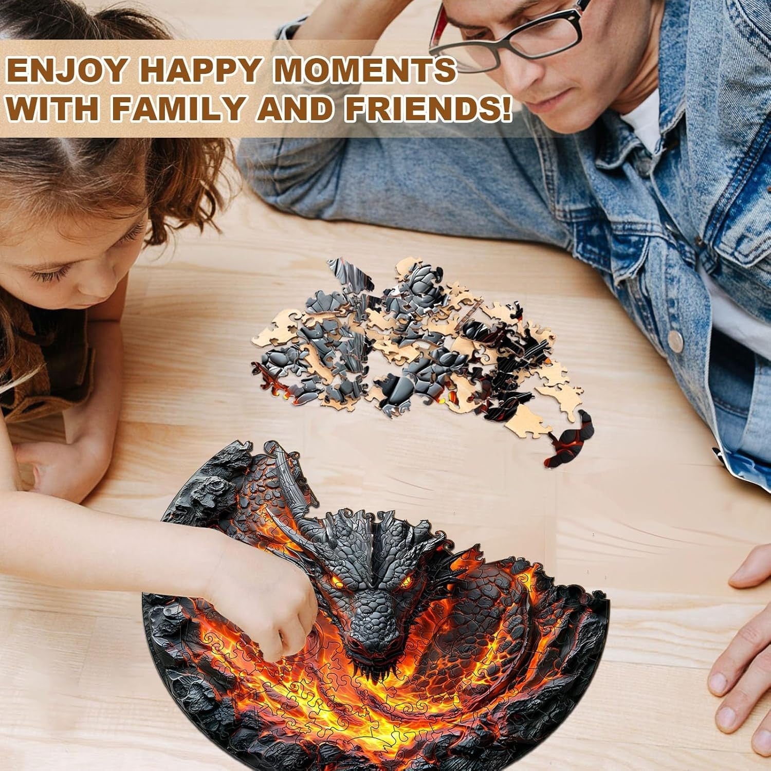 3D Flame Dragon Wooden Puzzle 270 Piece Animal Jigsaw Wall Art Gift