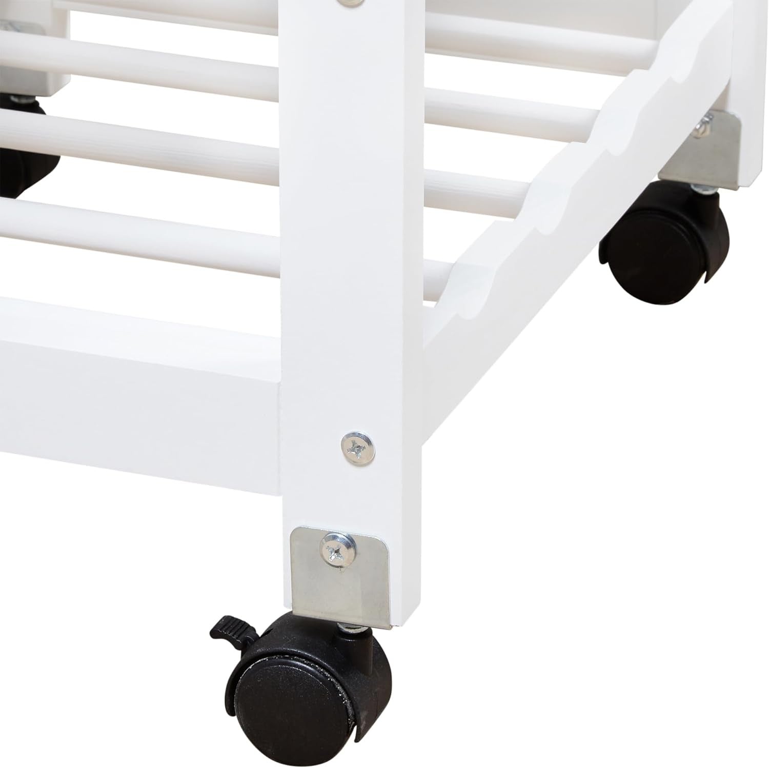 Kitchen Trolley on Wheels Storage Cart Wooden Top Drawer Metal Baskets