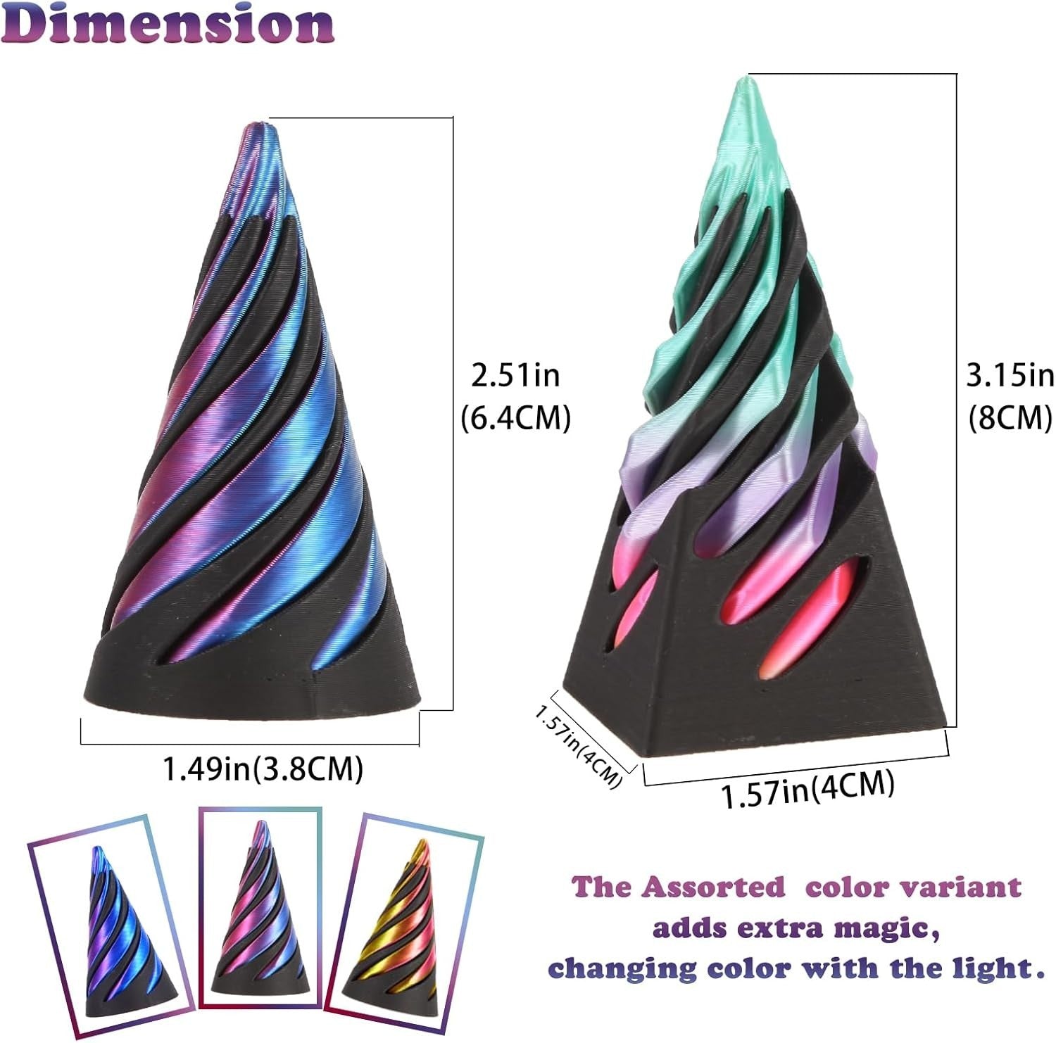 Spiral Pyramid Cone Fidget Optical Illusion Desk Toy Calm Stress Relief