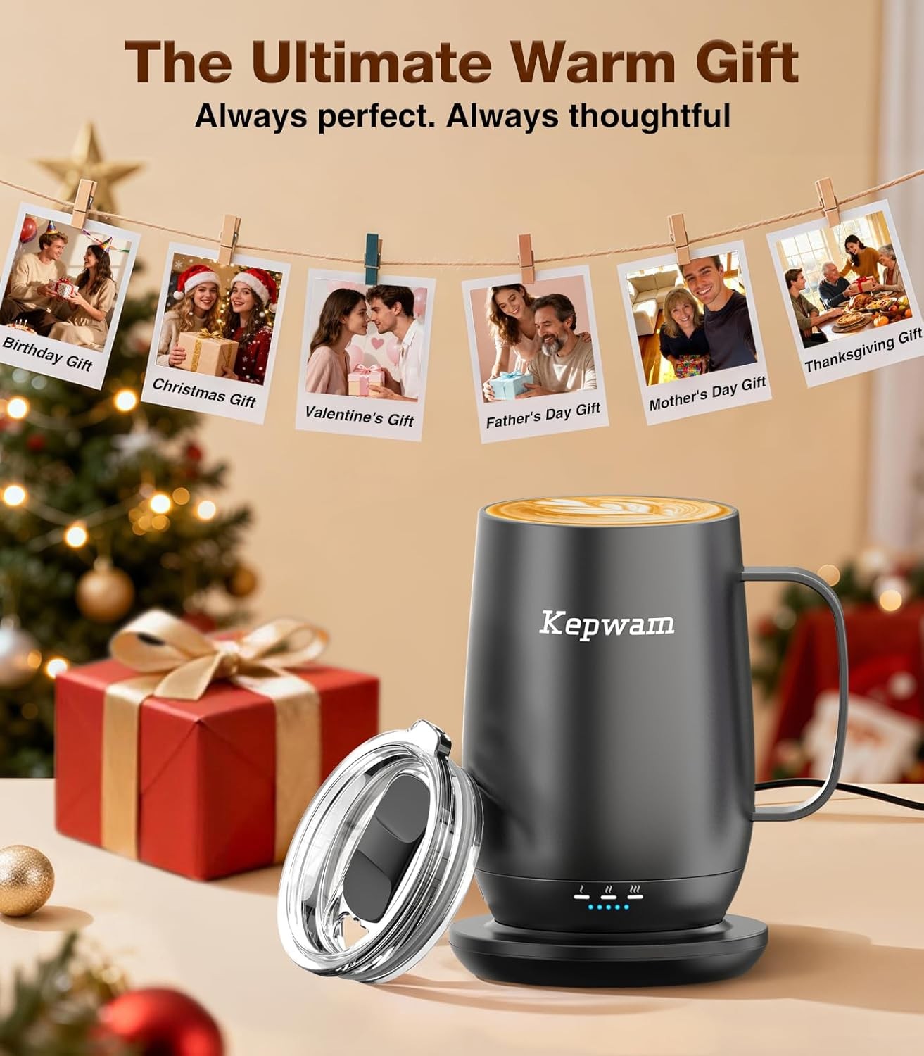 Self Heating Coffee Mug 20oz Smart Temp Control 8H Battery Black