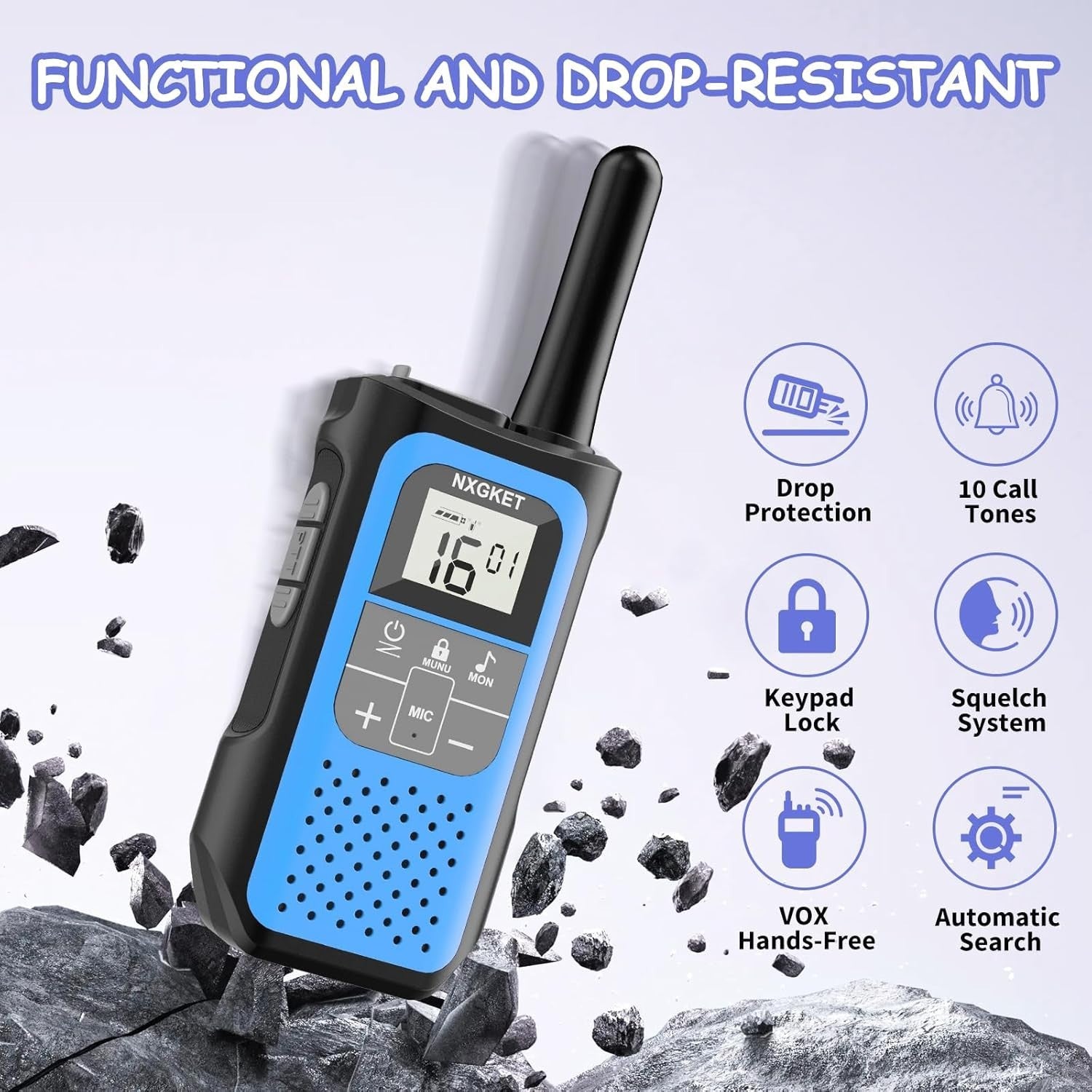 Rechargeable Walkie Talkies Long Range VOX 16 Channel 3 Pack