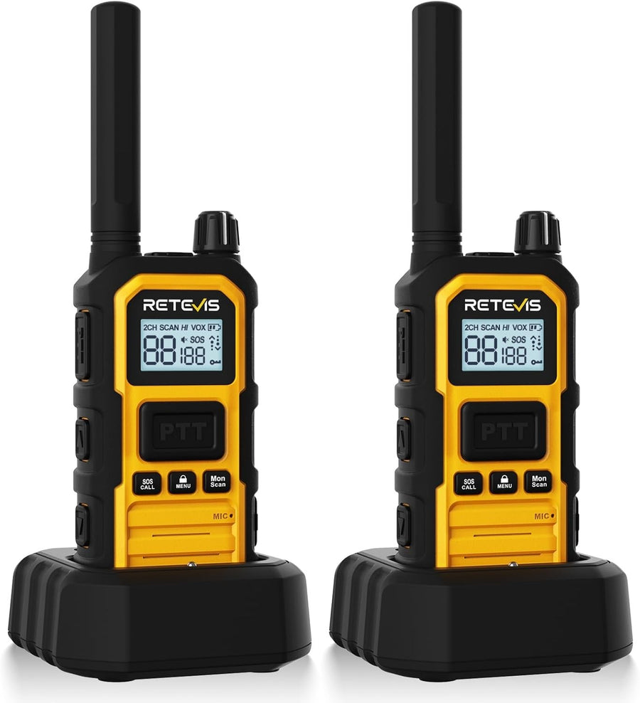 IP67 Waterproof Walkie Talkies 2 Pack 2000mAh SOS Long Range Radio
