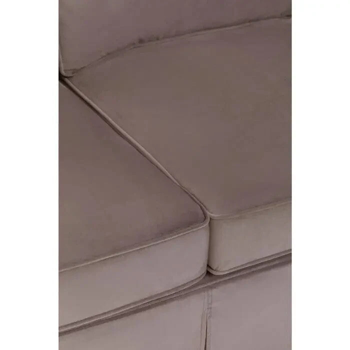 3 Seater Mink Velvet Sofa w/ Key Arms & Wooden Base for Living Room