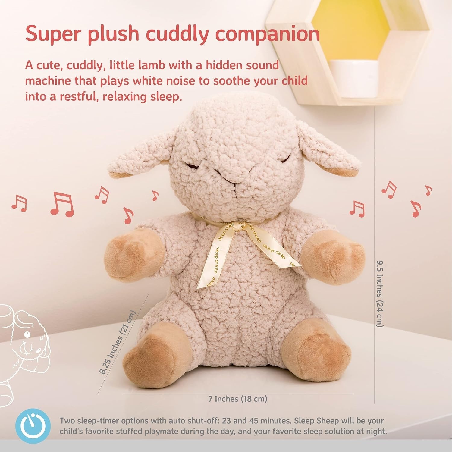Sleep Sheep Plush White Noise Baby Sleep Aid Cuddly Anxiety Toy