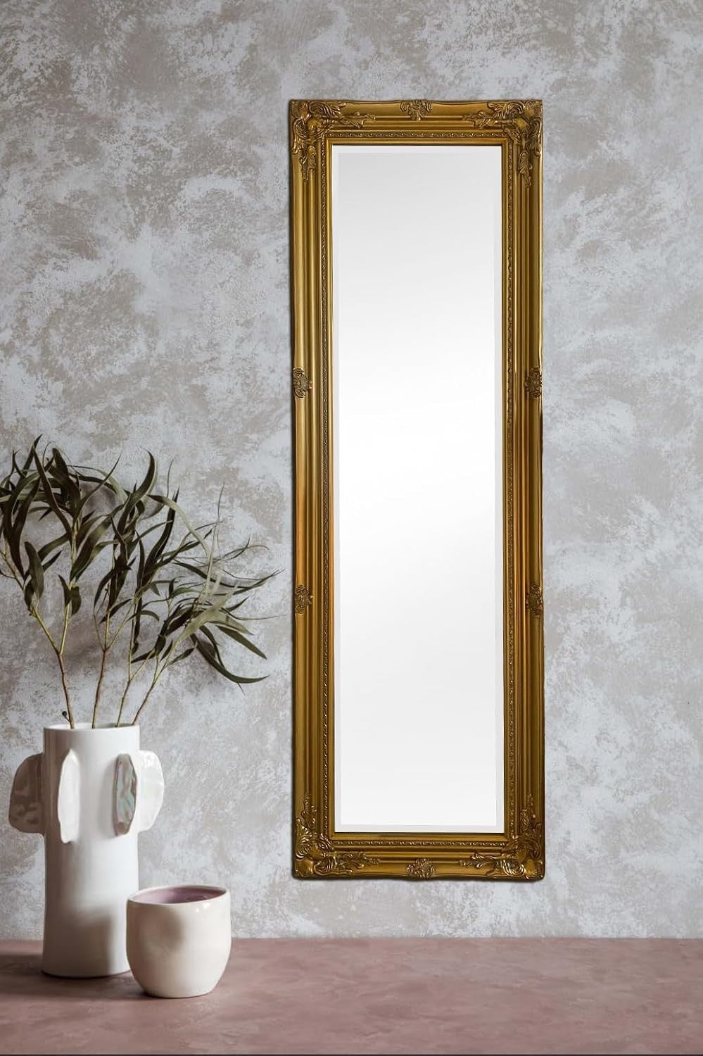 Gold Full Length Mirror 124x40cm Ornate Frame Floor Standing Dressing