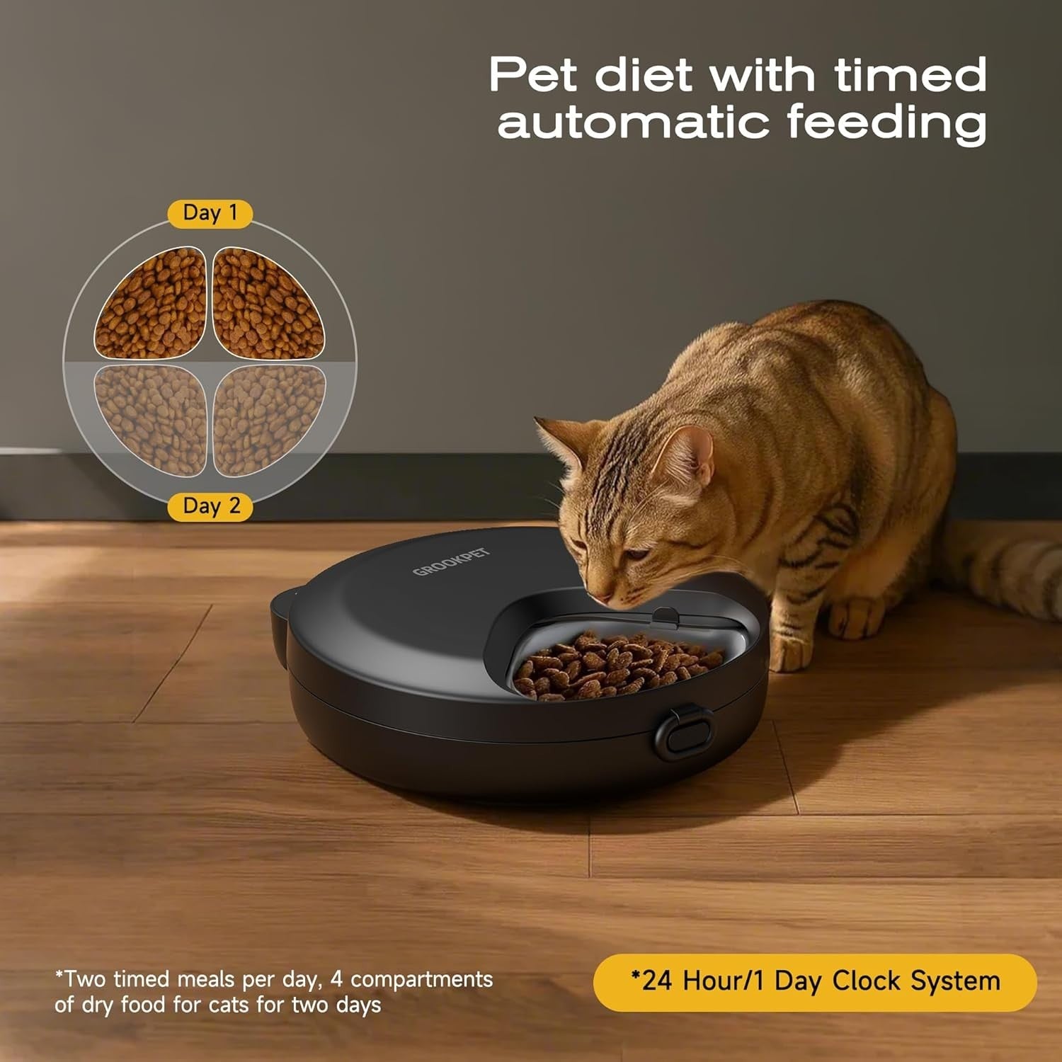 Automatic Wet Food Pet Feeder Timer Ice Pack Cordless 4 Meal Feeder