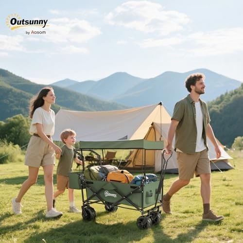 120L Folding Trolley Cart with Removable Canopy All Terrain Wheels