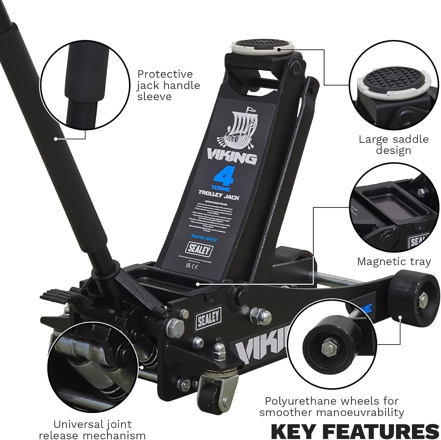 4 Ton Low Profile Trolley Jack Rocket Lift 100–533mm Heavy Duty Fast Lift Car