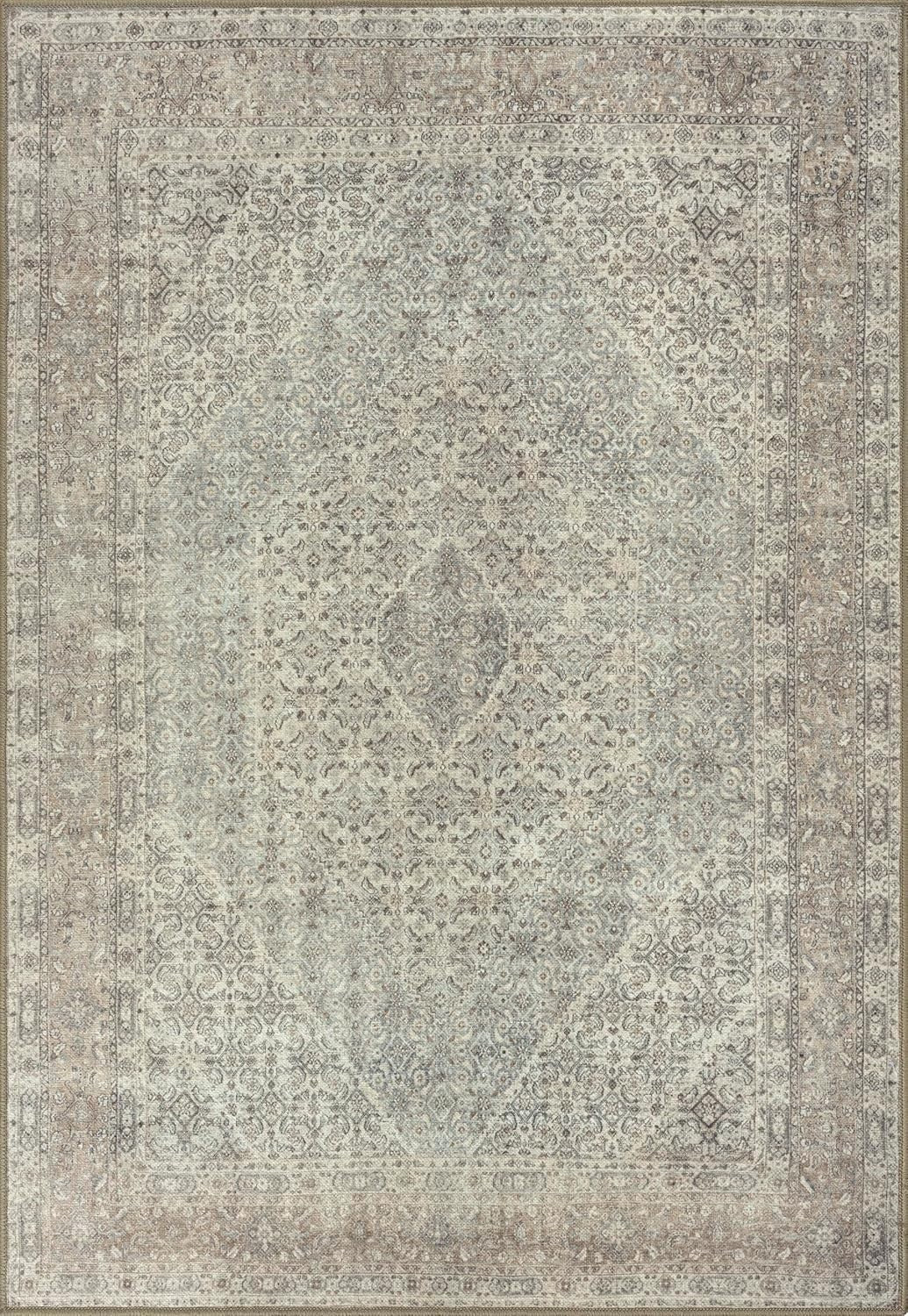 Vintage Washable Rug 80x150cm Non-Slip Soft Neutral Runner for Hallway & Home