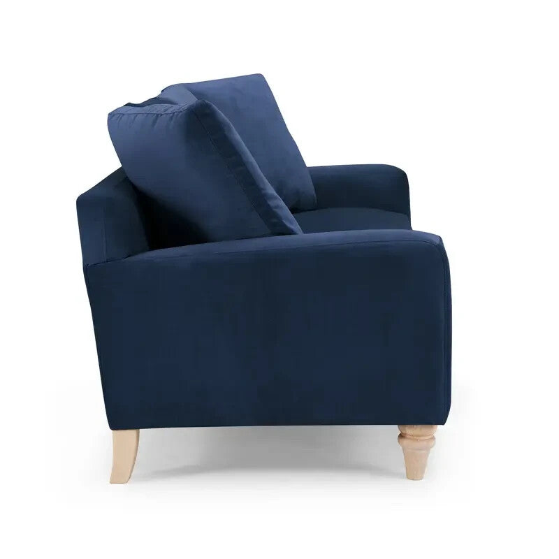 Navy Blue 3 Seater Sofa Scatter Cushions Deep Seat Velvet Modern Lounge