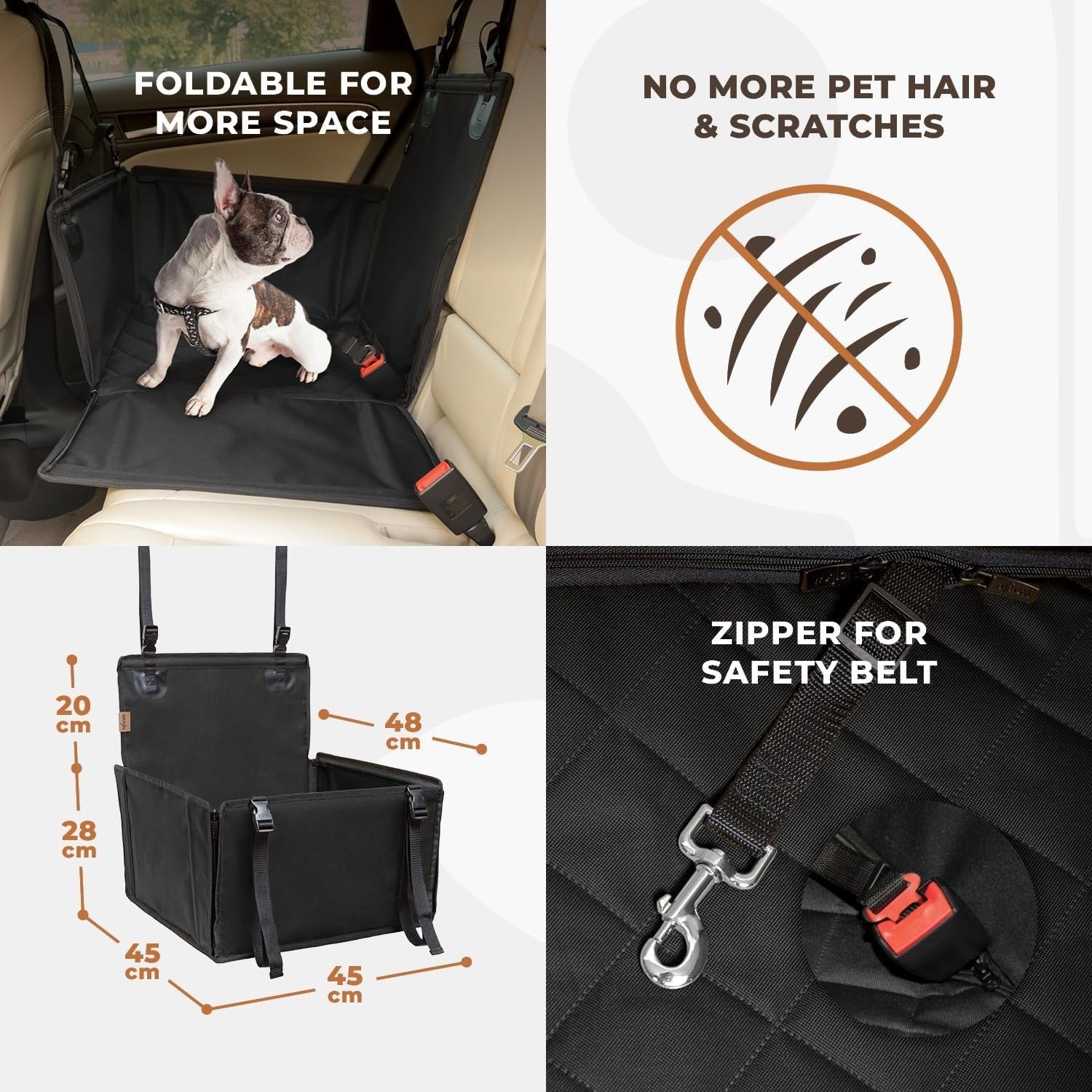 Waterproof Dog Car Seat Booster Back Seat Travel Carrier Up to 12kg