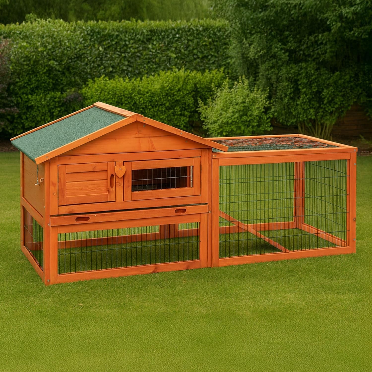 5ft Rabbit Hutch with Run Outdoor Wooden Weatherproof Cover