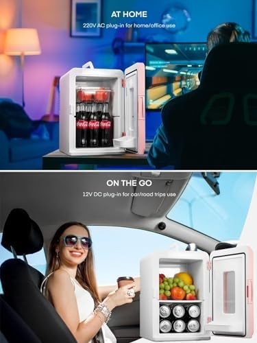 Mini Fridge 15L Portable Cooler & Warmer AC/DC Compact Pink