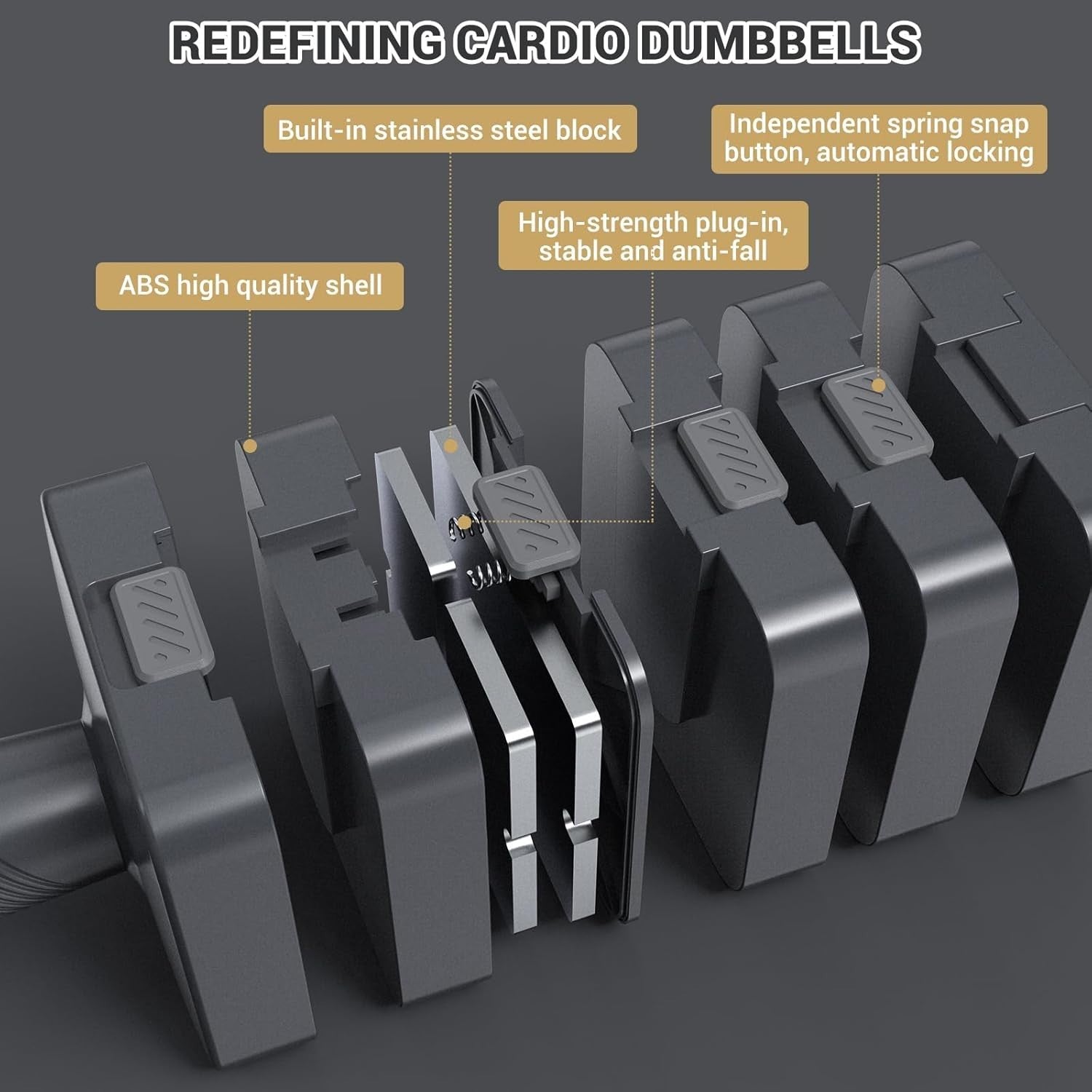5-in-1 Adjustable Dumbbell Set Pair Up to 10kg Quick Change Home Gym Weights