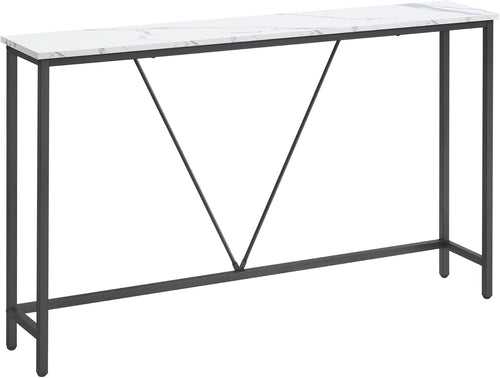 White Marble Slim Console Table Narrow Hallway Sofa Table 120cm Modern Metal