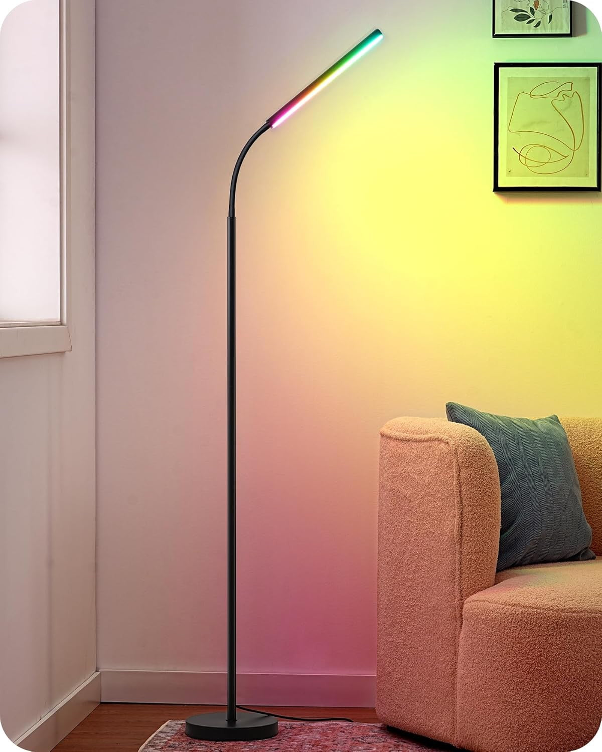 RGB LED Floor Lamp Remote Dimmable Gooseneck Standing Reading Light