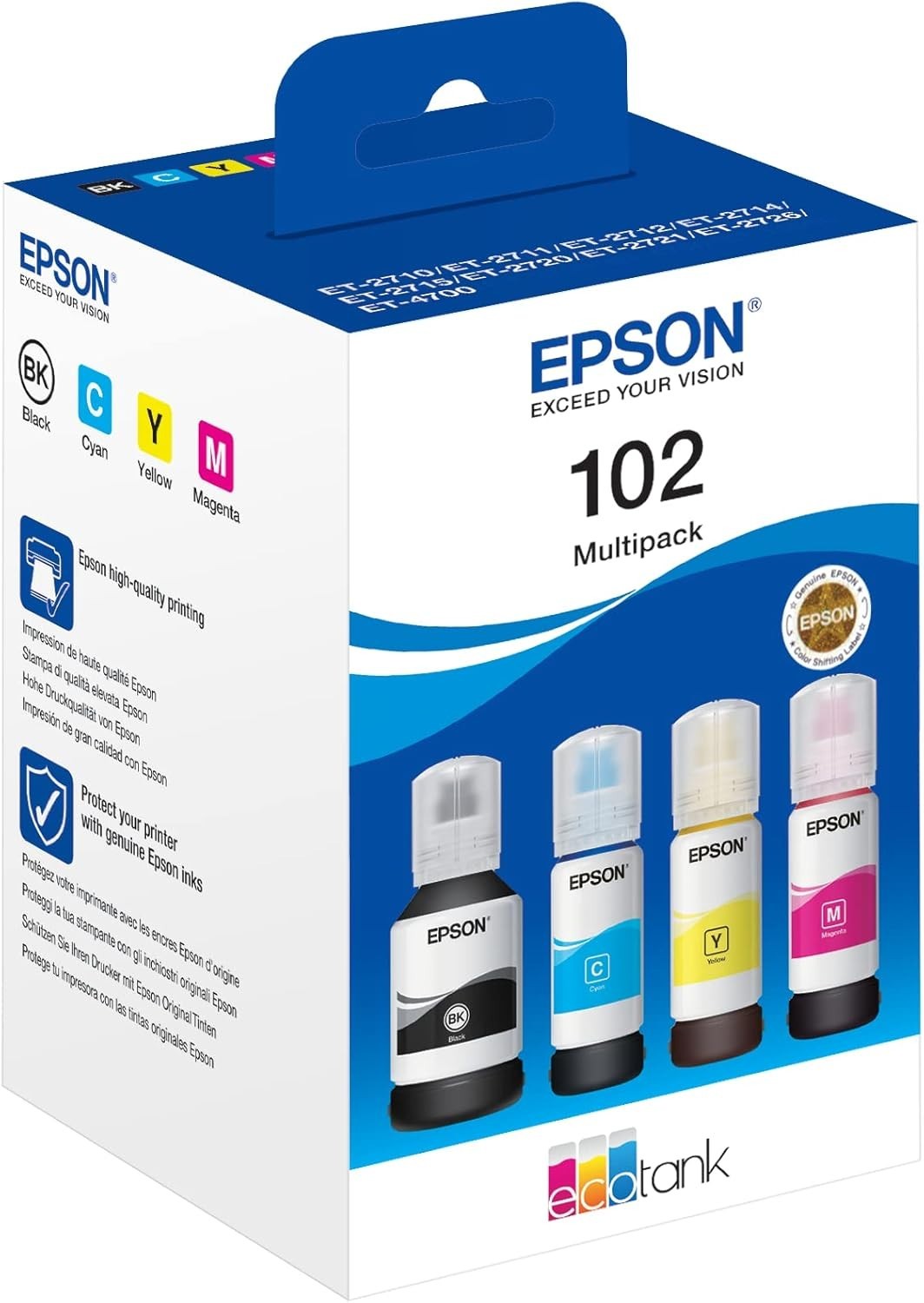 WorkForce WF-4820 A4 Wireless 3-in-1 Printer + EcoTank 102 Ink Multipack