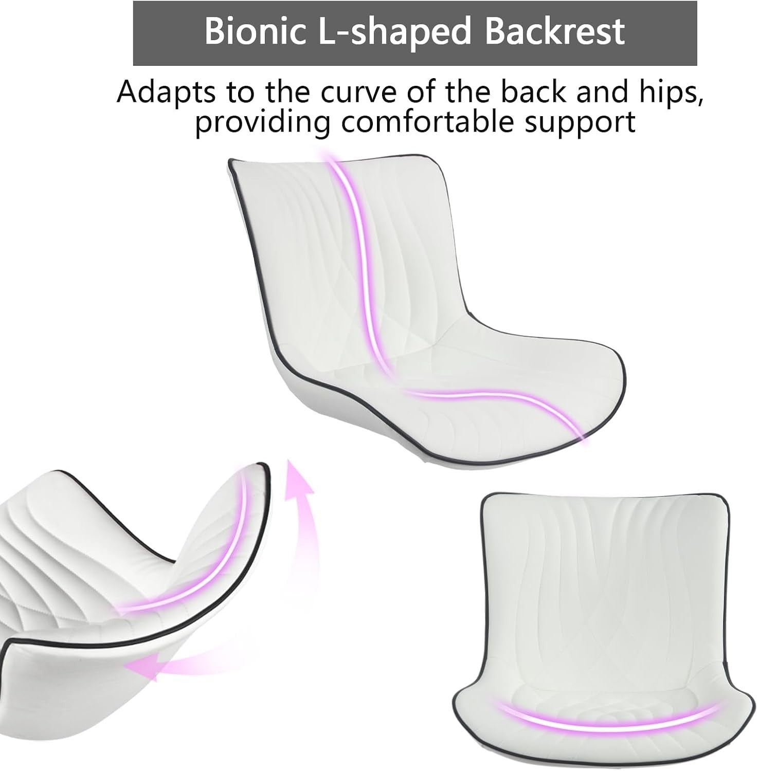 Ergonomic Office Chair White Faux Leather Desk Chair Adjustable Swivel Wheels