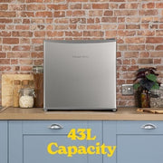 43L Tabletop Mini Fridge Compact Silver Small Refrigerator with Ice Box