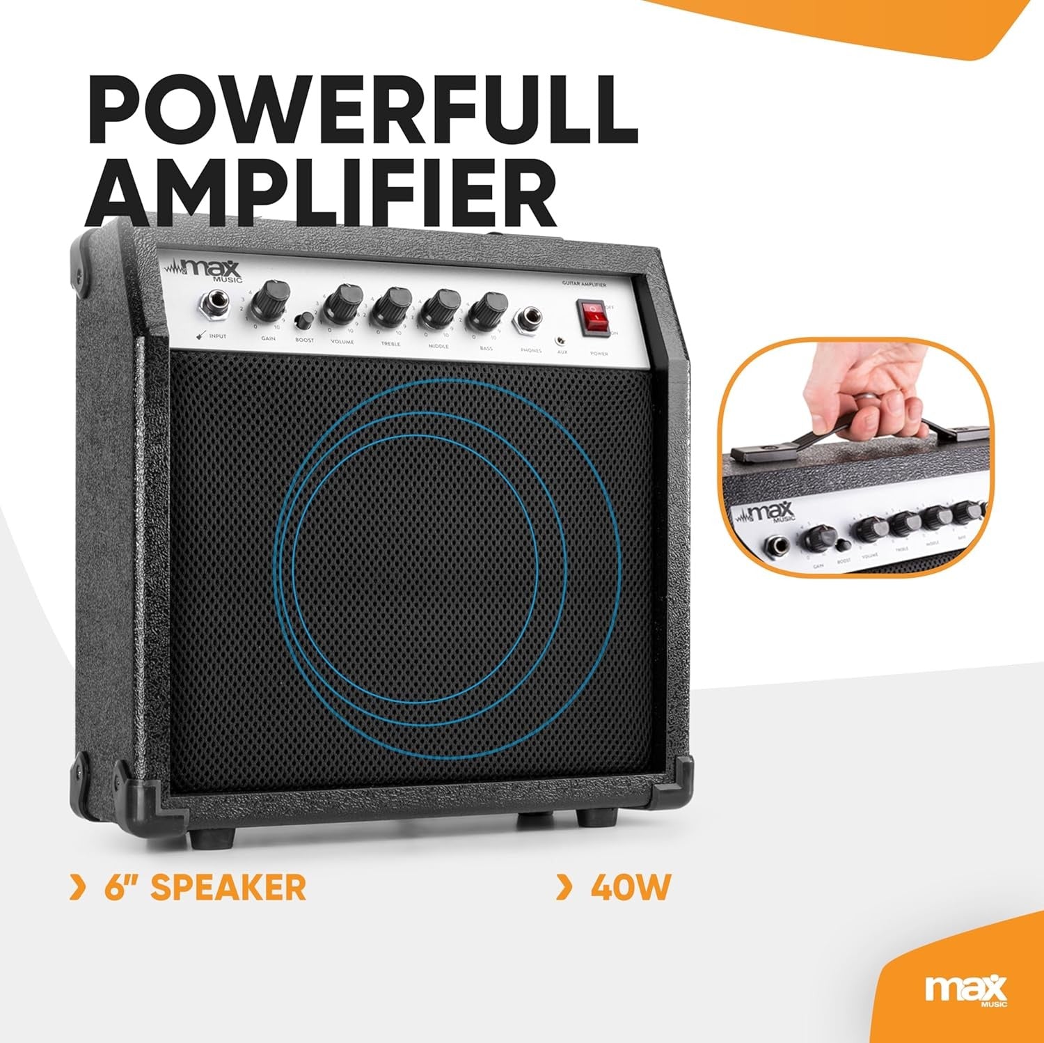 Beginner Electric Guitar Starter Kit 40W Amp 21-Fret S Style White