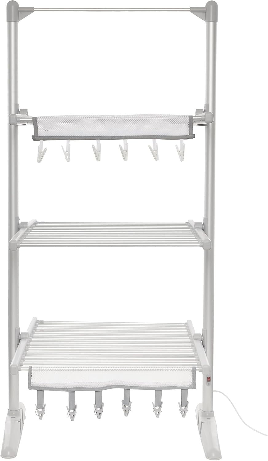 Heated Clothes Airer 3 Tier Electric Drying Rack Fast Dry Indoor Foldable