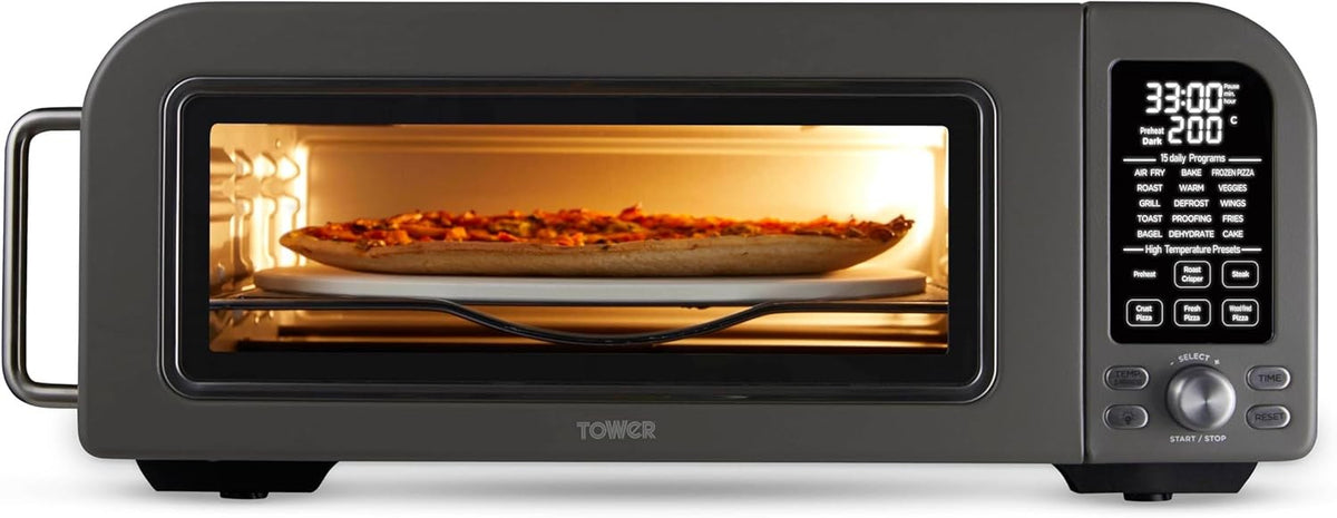 Electric Pizza Oven 2000W Turbo Crisper | 400°C Max Heat | 15 Cooking Functions