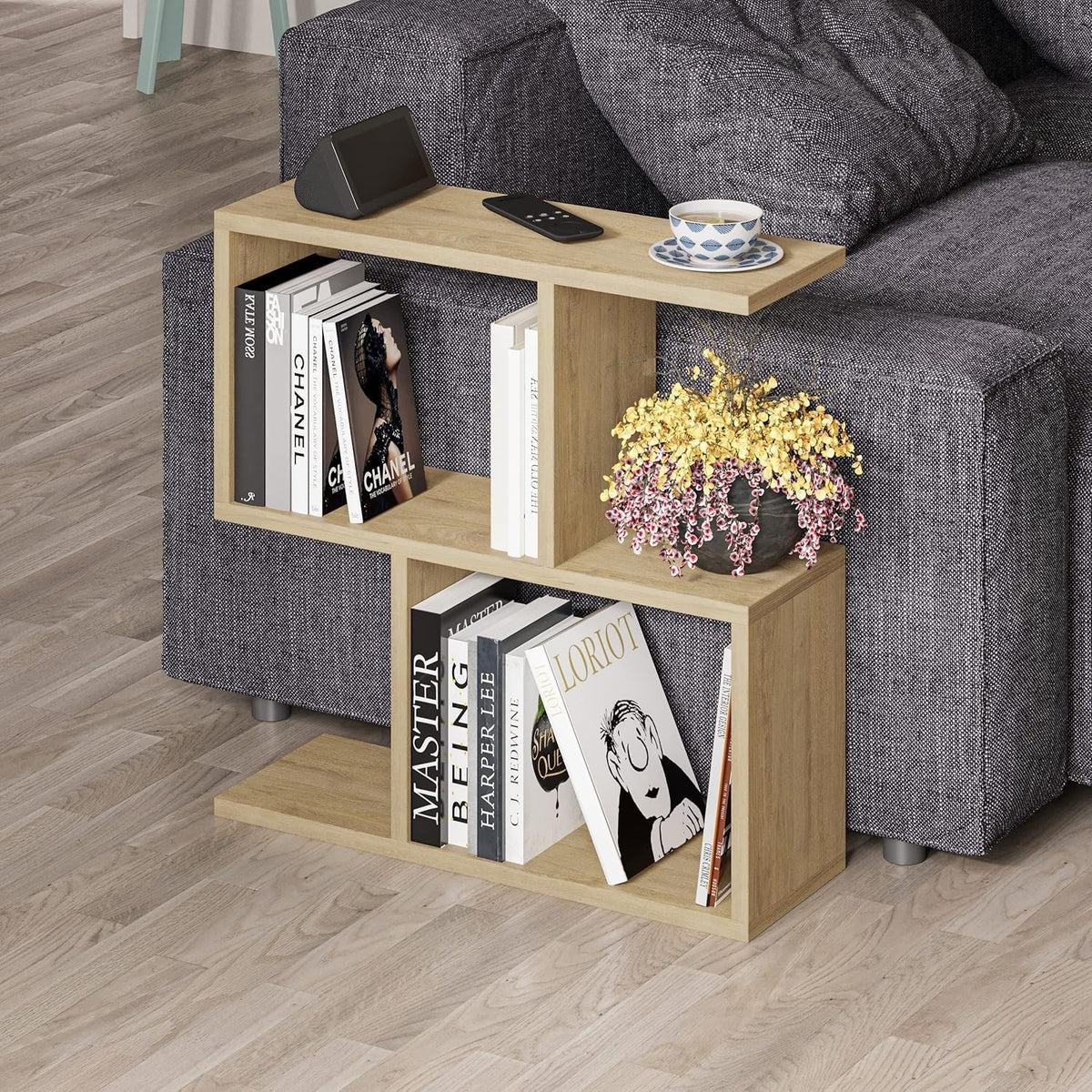 2-Tier Storage Side Table, End Table, Desk, Coffee Table, Oak 60x60x19.5cm
