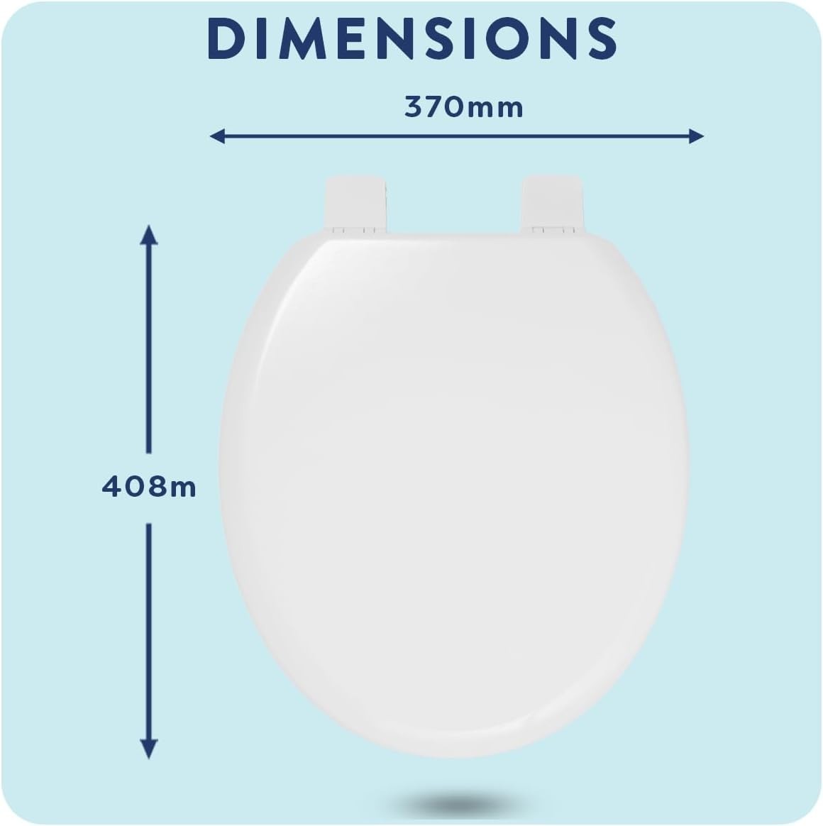 Abberton Wooden Toilet Seat White Oval Antibacterial Adjustable Hinges