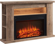Electric Fireplace Suite 51” Heater Storage Shelves Rustic Oak Effect