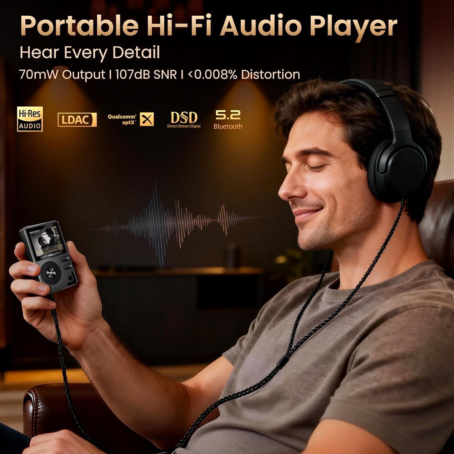 64GB Hi-Res MP3 Player Black Bluetooth 5.2 DSD DAC