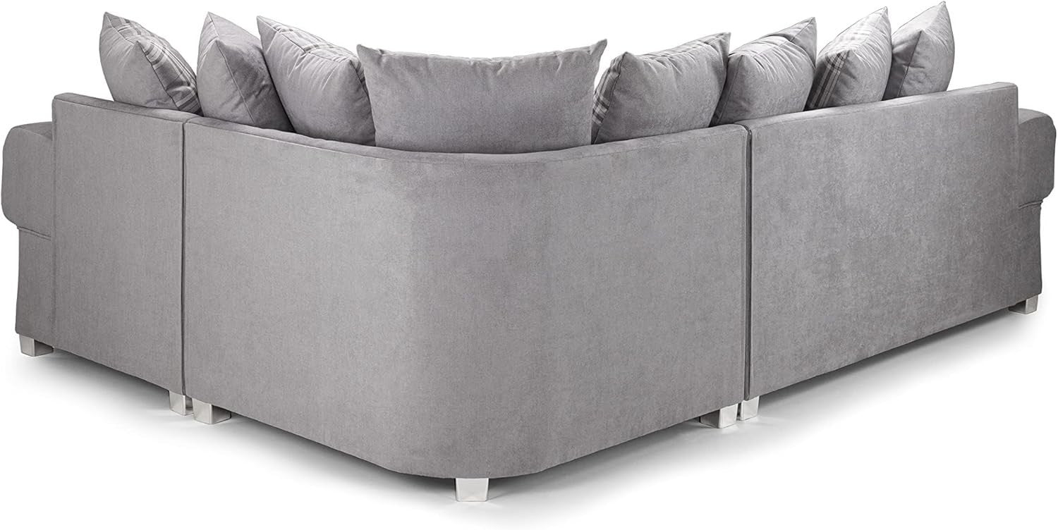 4 Seater Grey Fabric 2C1 Right Hand Corner Sofa with Plush Cushions