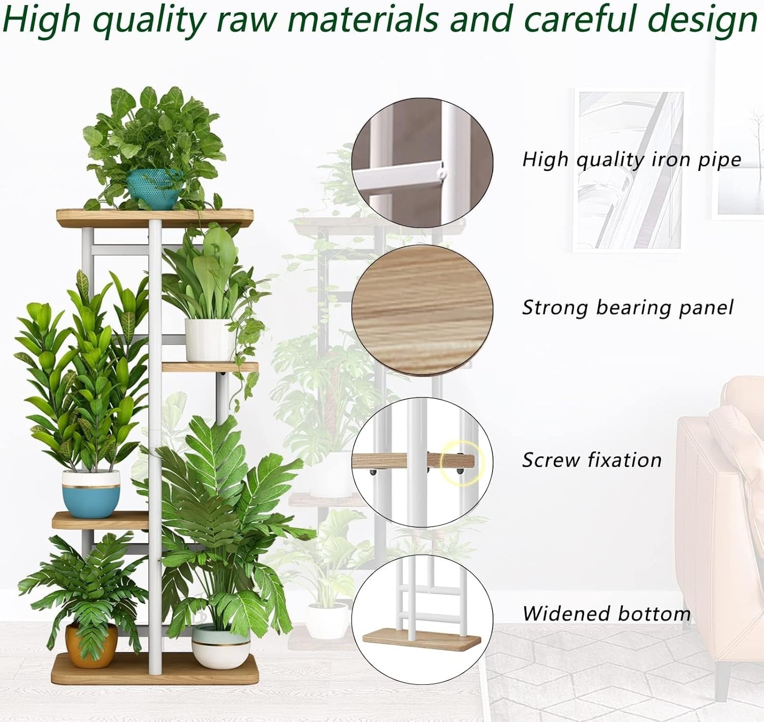 4 Tier Metal Plant Stand Indoor 5 Pot Flower Rack Corner Display Shelf White