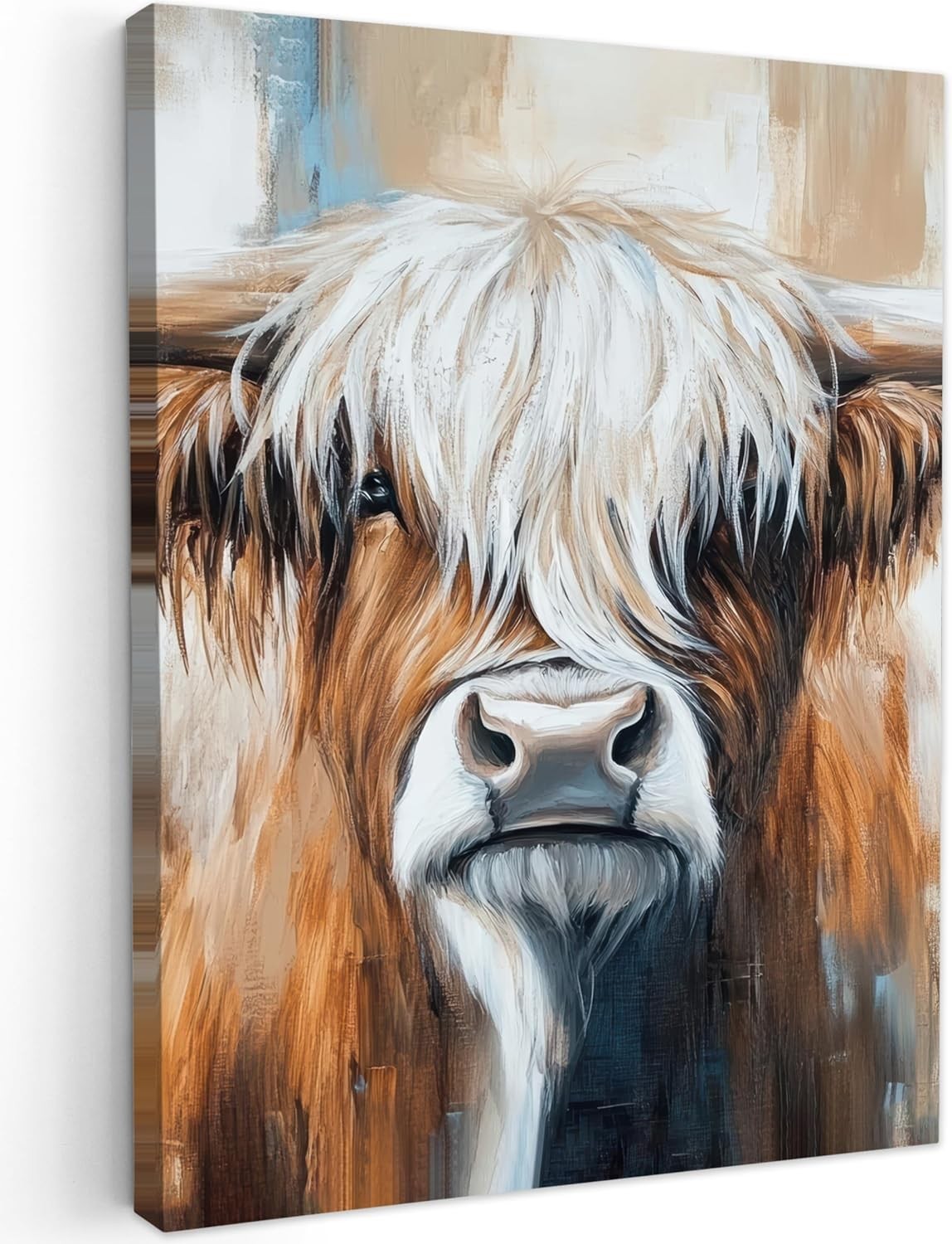 Highland Cow Canvas Wall Art 60x80cm Framed Rustic Farmhouse