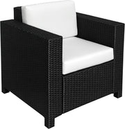 Rattan Garden Armchair with Cushion Black Outdoor Patio Lounge Single Seater