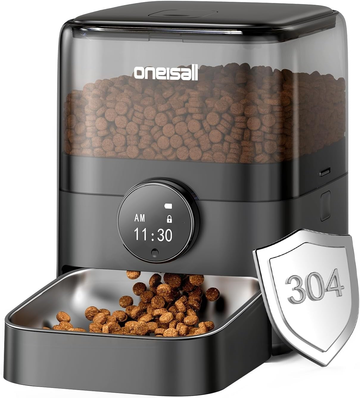 Automatic Cat Feeder 3L Timed Pet Food Dispenser 6 Meals Stainless Bowl