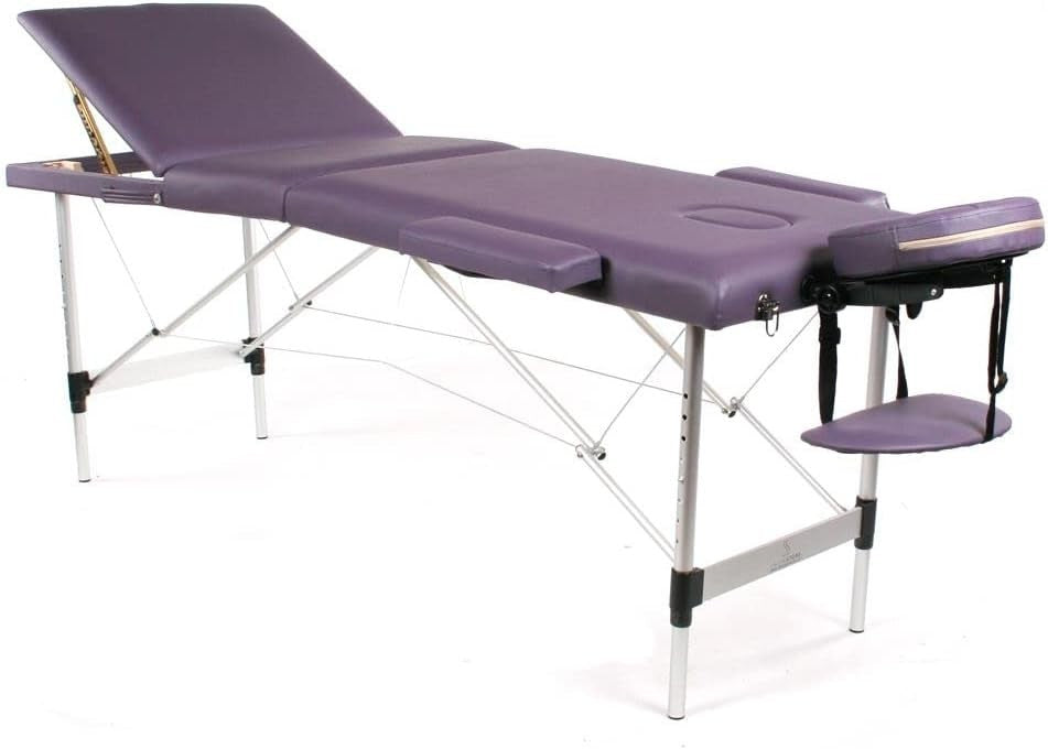 Portable Massage Table Foldable 3-Section Beauty Therapy Tattoo Bed Purple