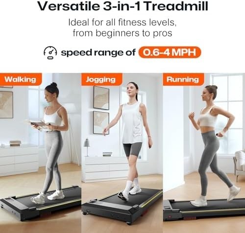 3-in-1 Under-Desk Walking Pad Treadmill 2.5HP Quiet Compact Home Office