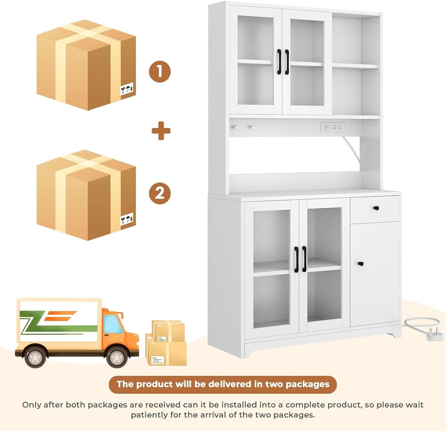 White Tall Kitchen Pantry Cupboard 5 Doors 1 Drawer 183.5cm
