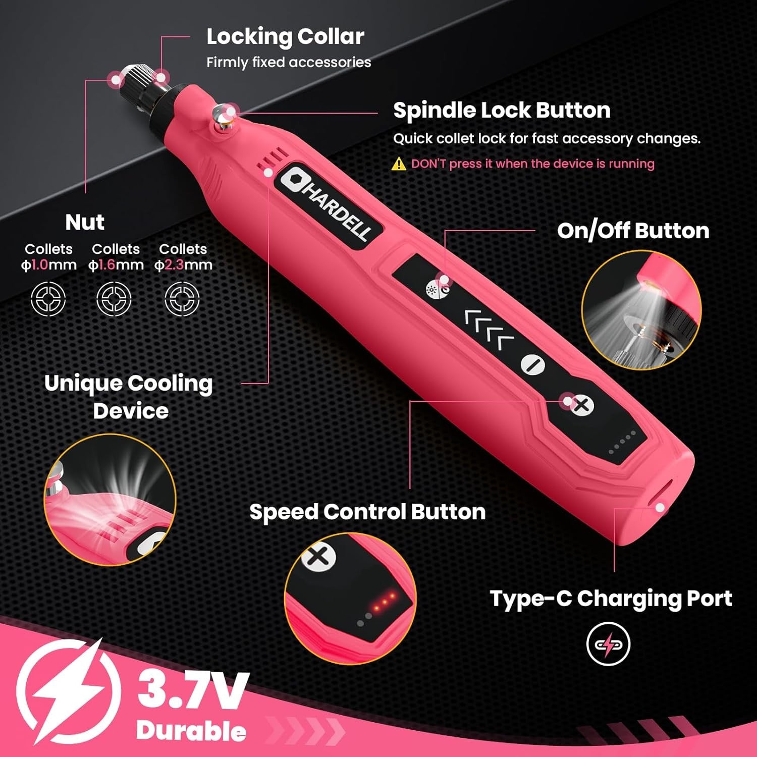 Mini Cordless Rotary Tool Kit Engraving Pen 5 Speed USB DIY Craft Set