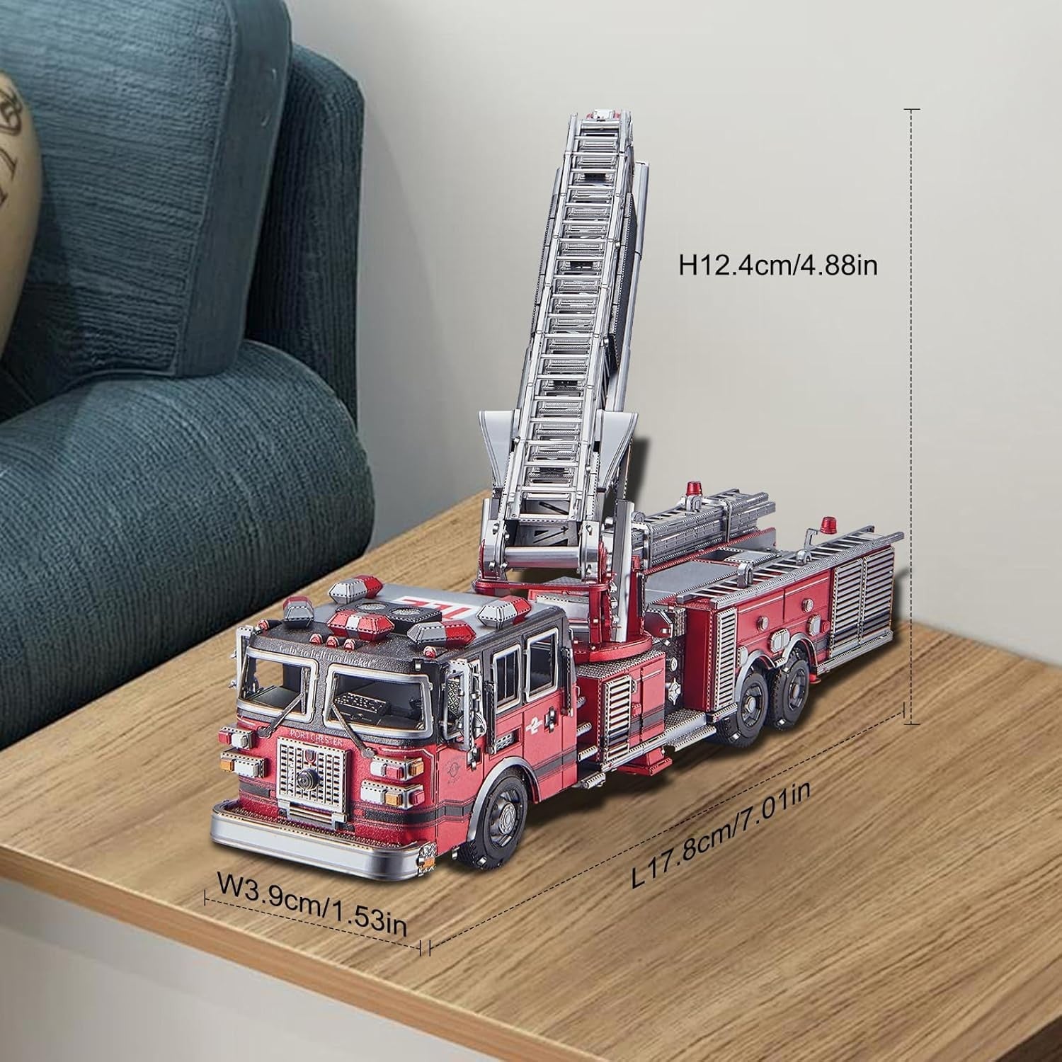 3D Metal Fire Truck Puzzle DIY Stainless Steel Ladder Engine 354PCS