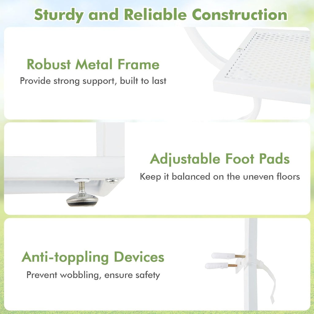 6 Tier White Metal Plant Stand Butterfly Shape Tall Indoor Outdoor Flower Shelf