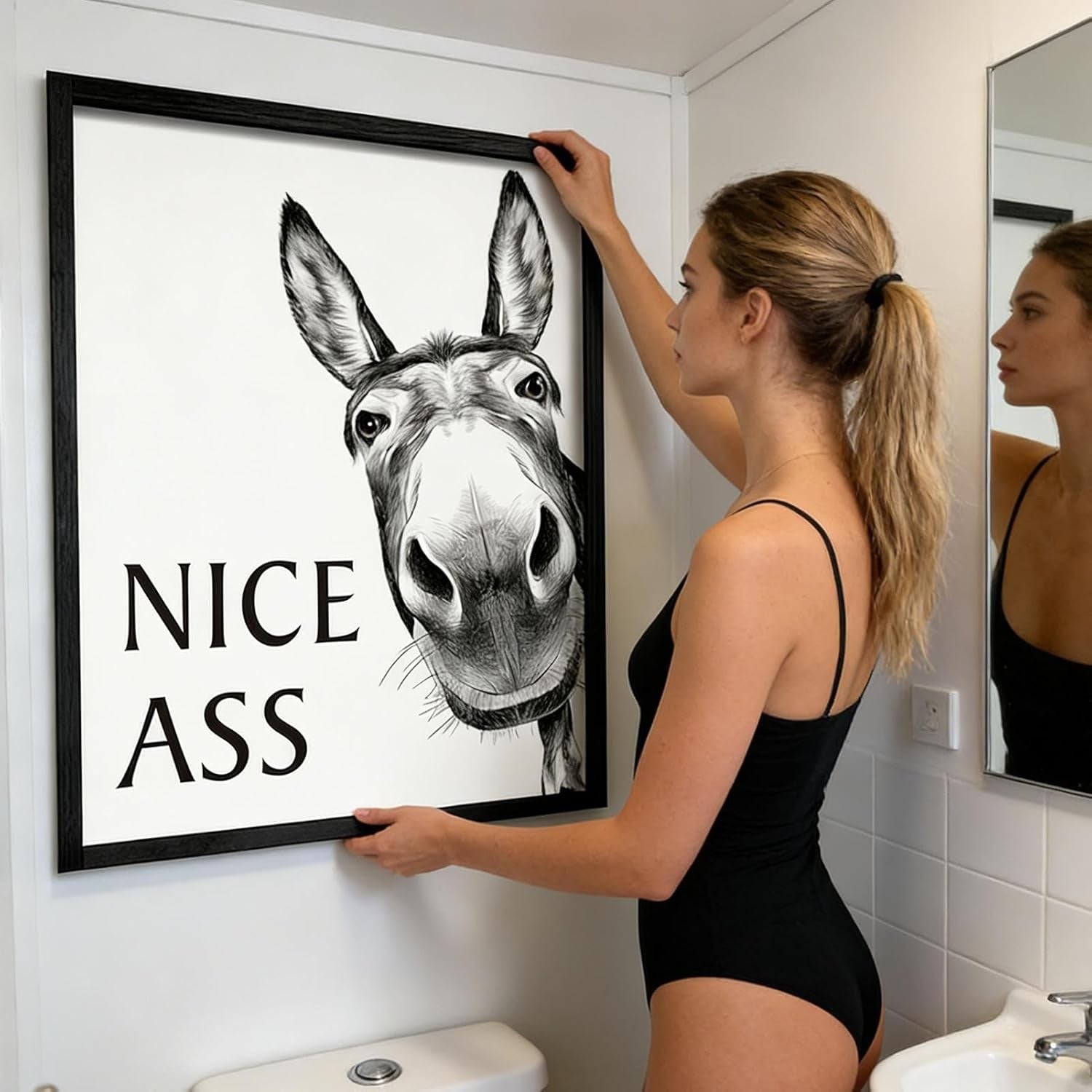 Funny Donkey Canvas Wall Art 12x16 in Black White Animal Quote Decor