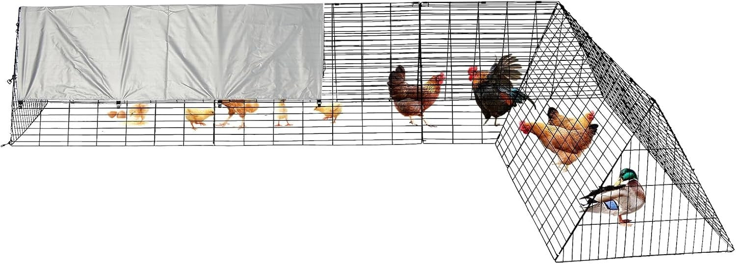 Large Metal Chicken Coop Run Portable Tractor Waterproof Cover