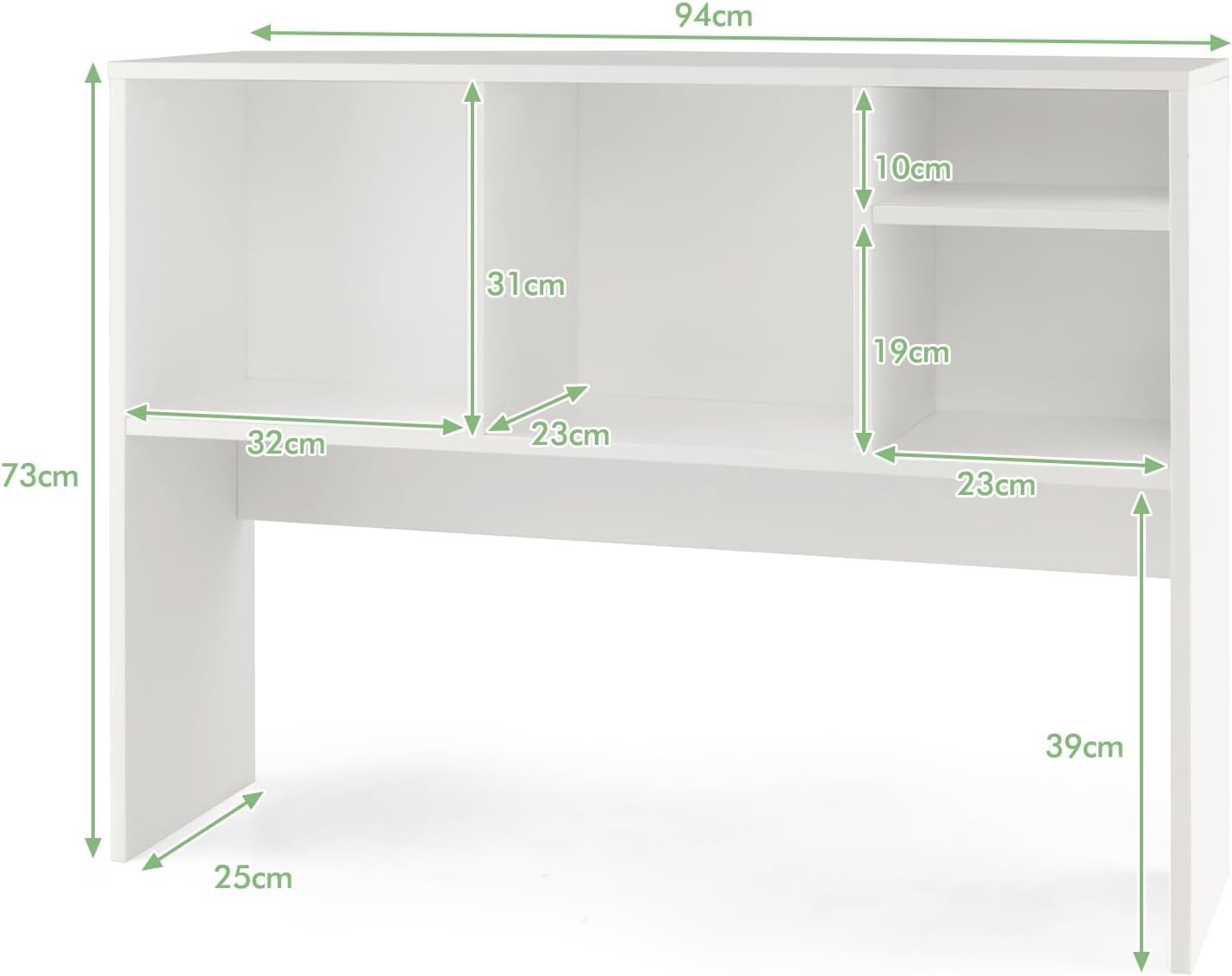 White Desktop Bookshelf Hutch 4-Shelf Countertop Storage Rack Monitor Organizer