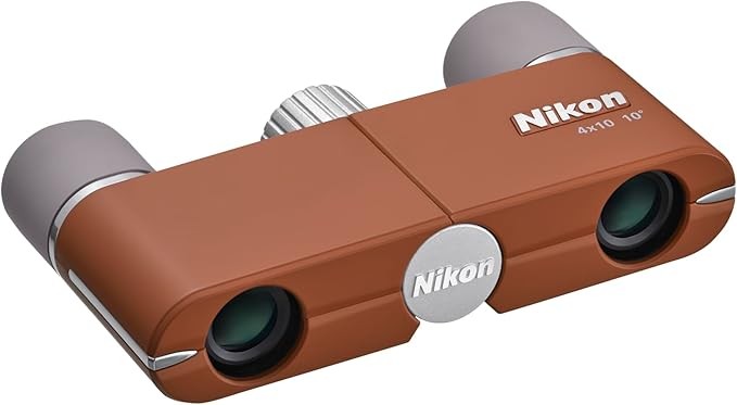 Ultra-Compact 4x10 Pocket Binoculars Lightweight HD Optics Amber Brown