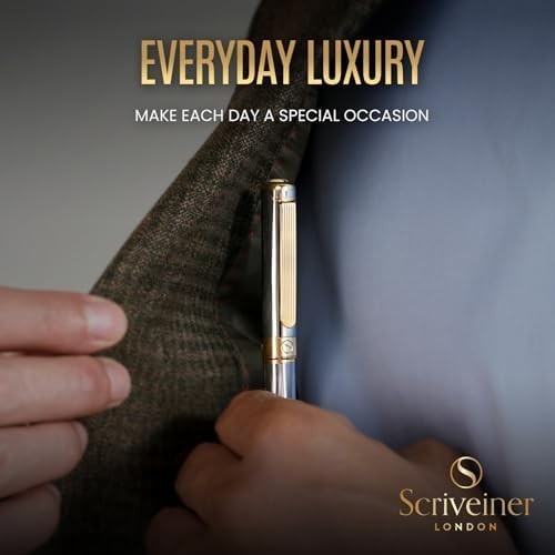 Luxury Silver Chrome Ballpoint Pen Gold Trim Medium Black Ink